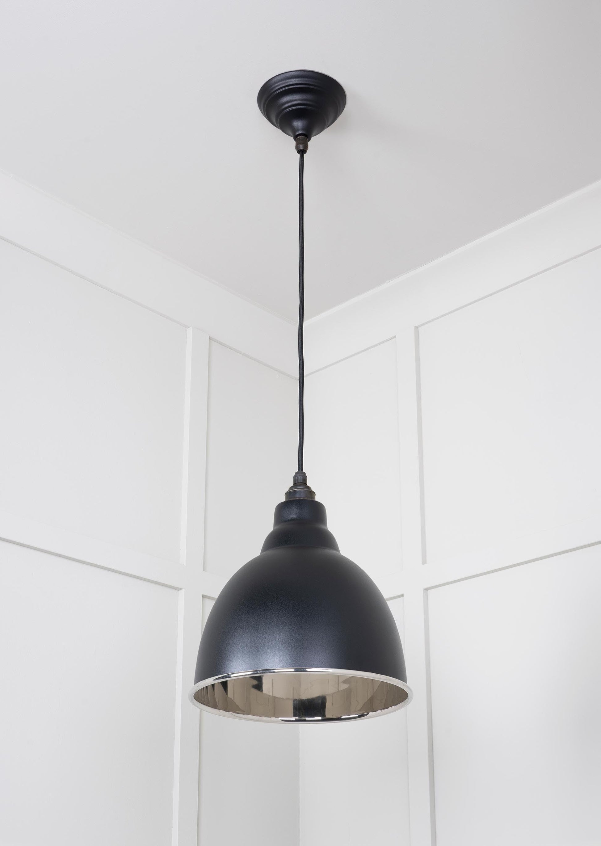 Smooth Nickel Brindley Pendant Light  Elan Black, Underside.