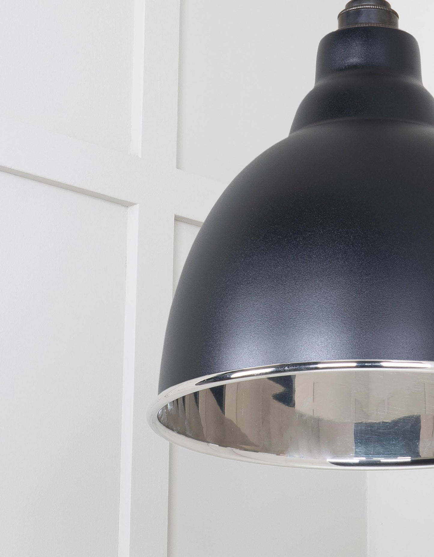 Smooth Nickel Brindley Pendant Light  Elan Black, Detailed close up view of pendant.