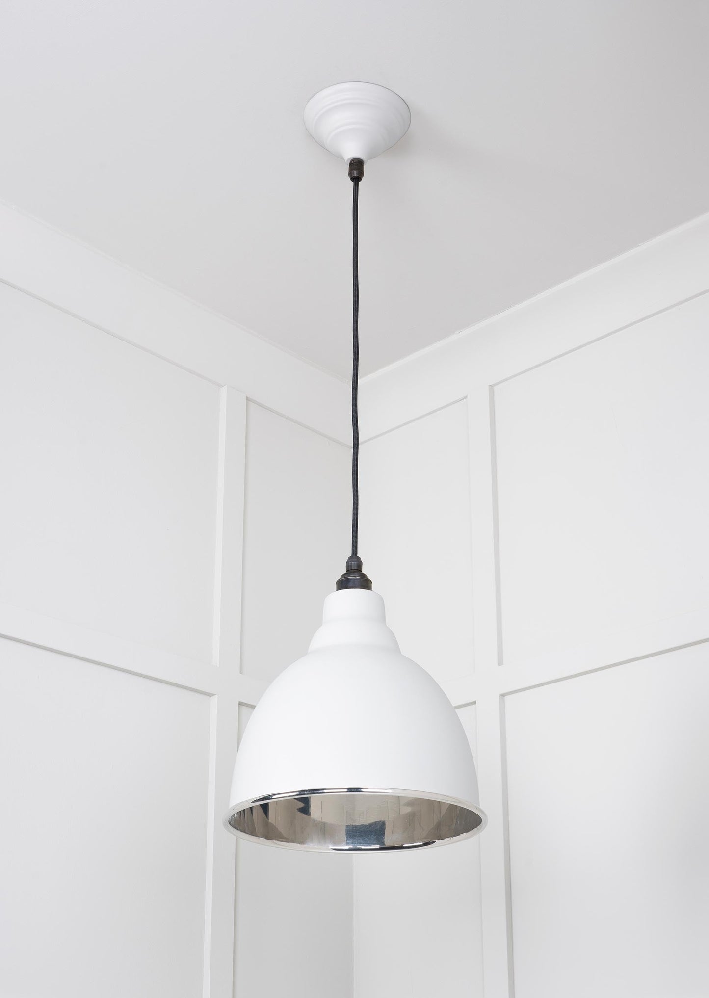 Smooth Nickel Brindley Pendant Light  Flock, Underside.