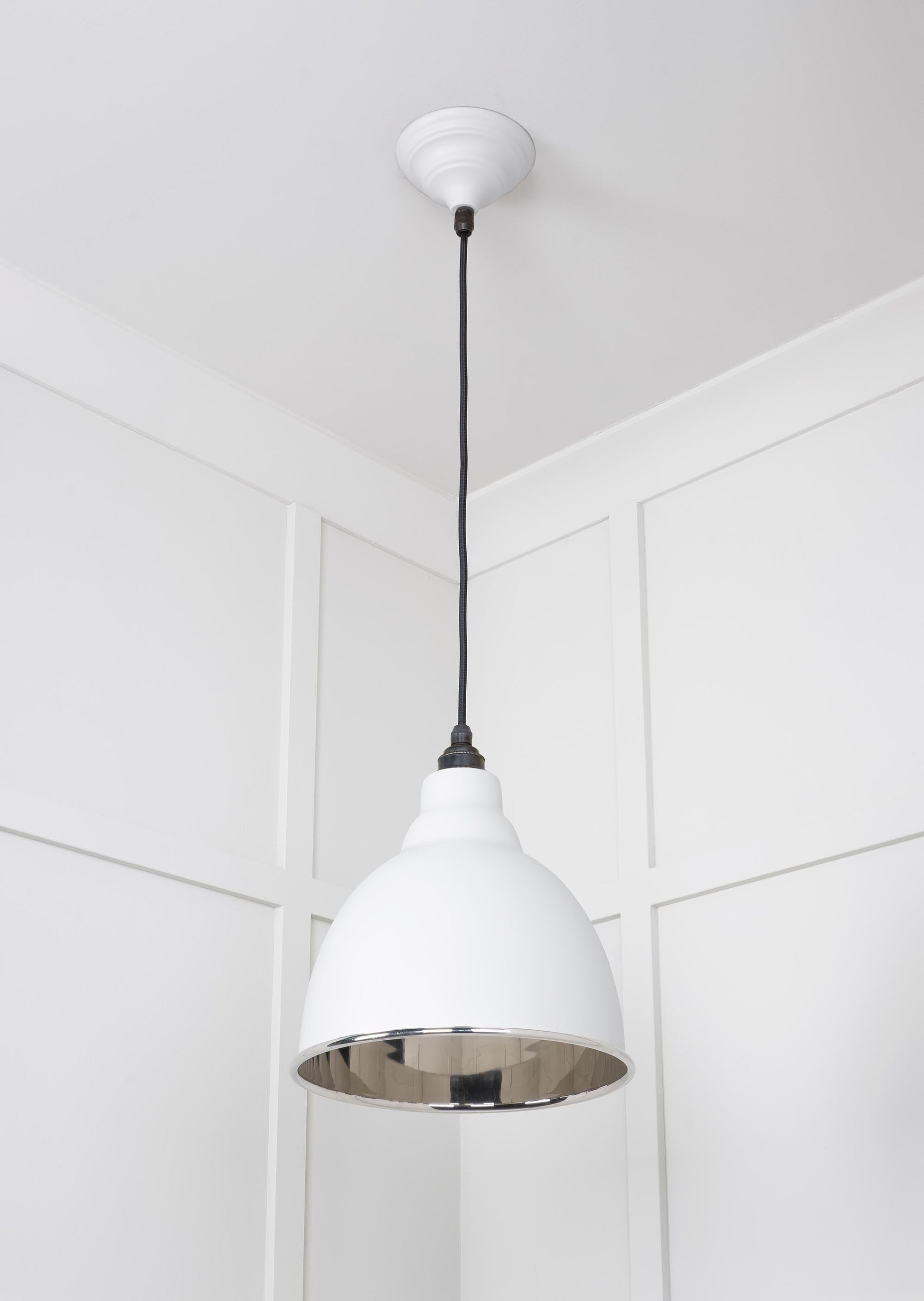 Smooth Nickel Brindley Pendant Light  Flock, Underside.