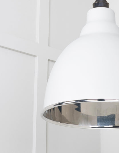 Smooth Nickel Brindley Pendant Light  Flock, Detailed close up view of pendant.