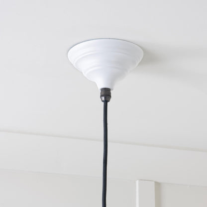 Smooth Nickel Brindley Pendant Light  Flock, close up view of fitting and cable.