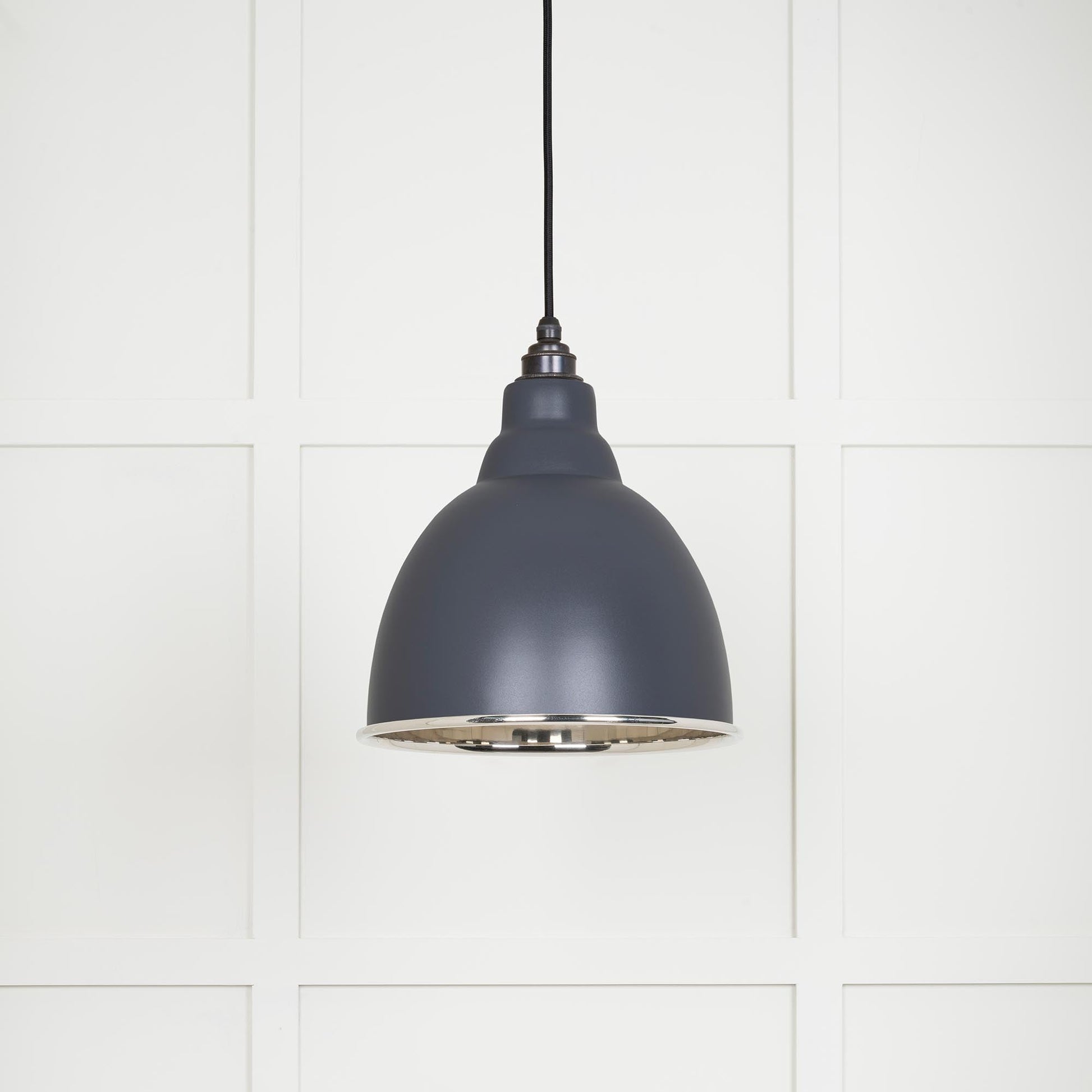 Smooth Nickel Brindley Pendant Light  Slate, Front Side.