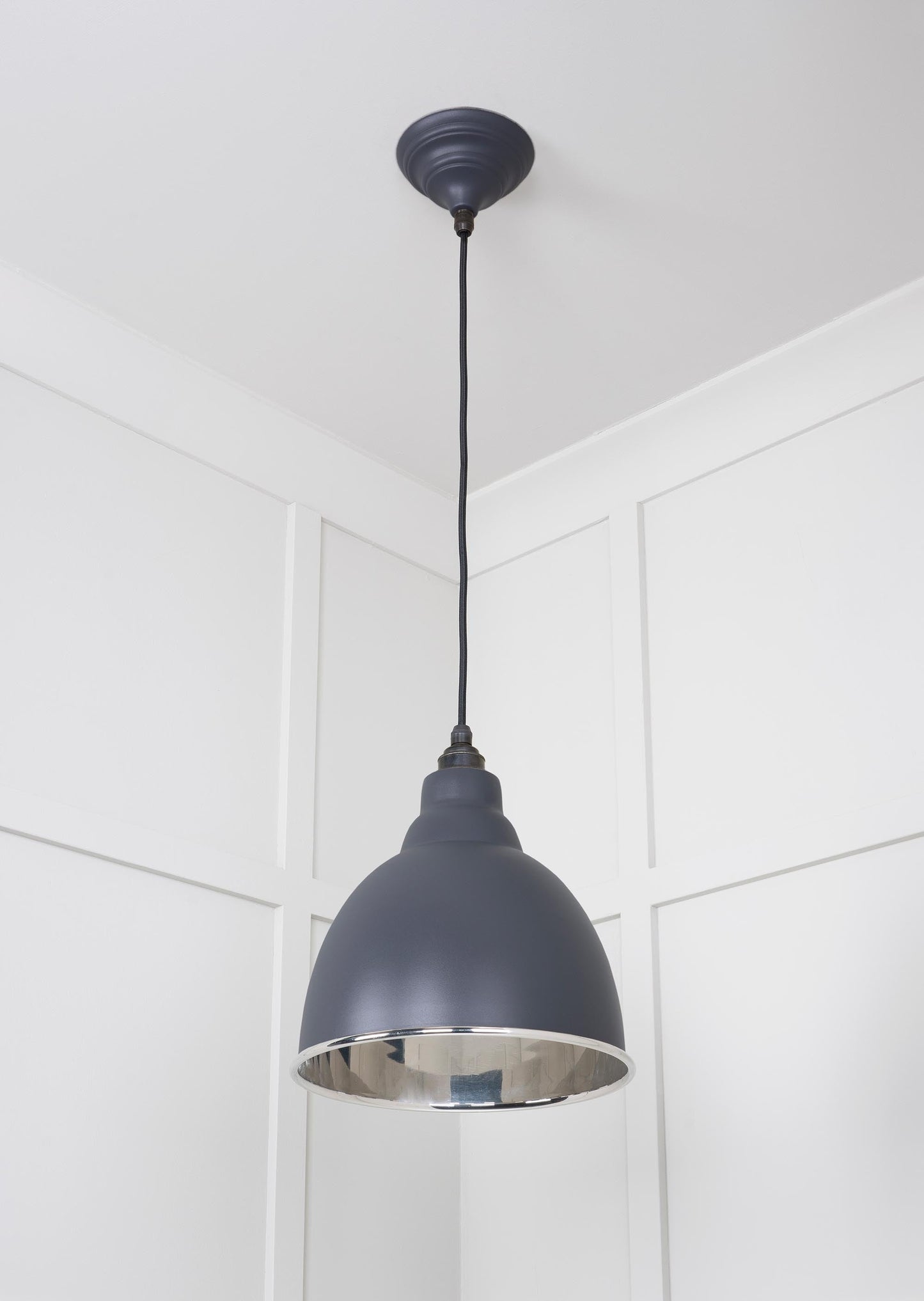 Smooth Nickel Brindley Pendant Light  Slate, Underside.