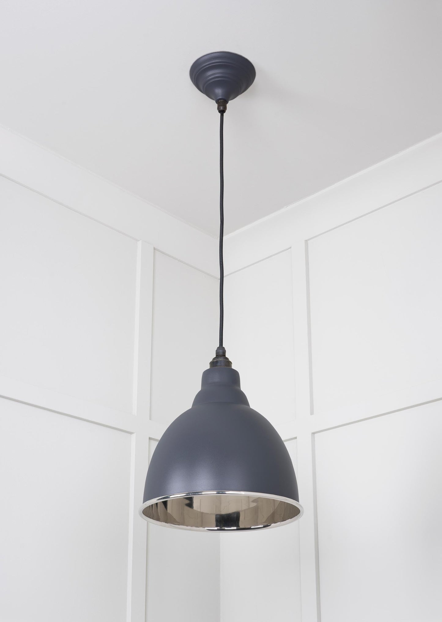 Smooth Nickel Brindley Pendant Light  Slate, Underside.