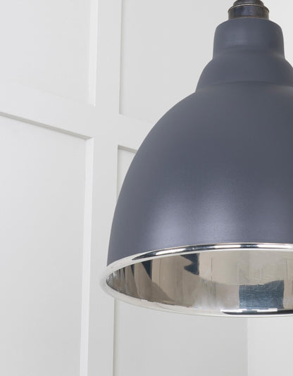 Smooth Nickel Brindley Pendant Light  Slate, Detailed close up view of pendant.