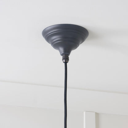 Smooth Nickel Brindley Pendant Light  Slate, close up view of fitting and cable.