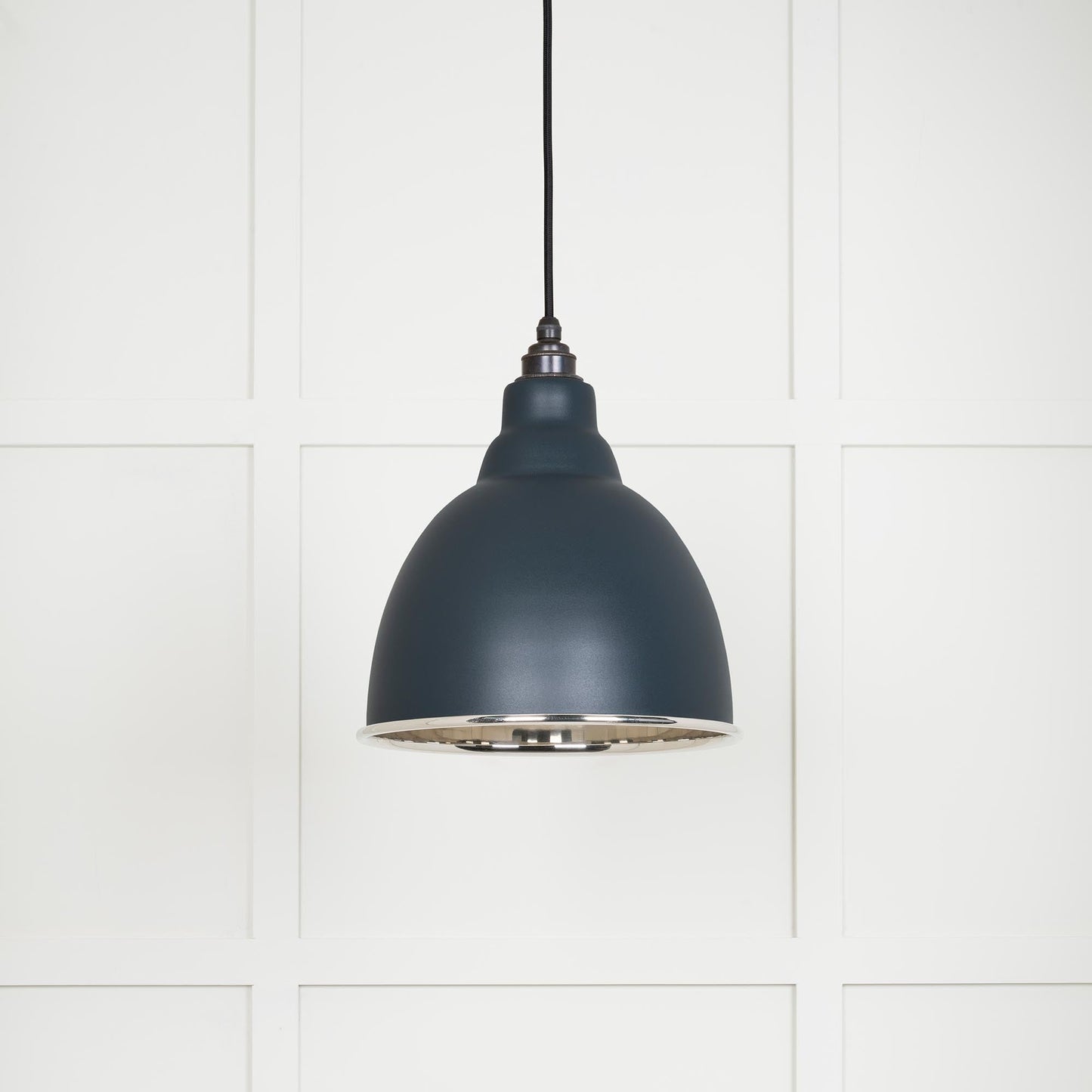 Smooth Nickel Brindley Pendant Light  Soot, Front Side.