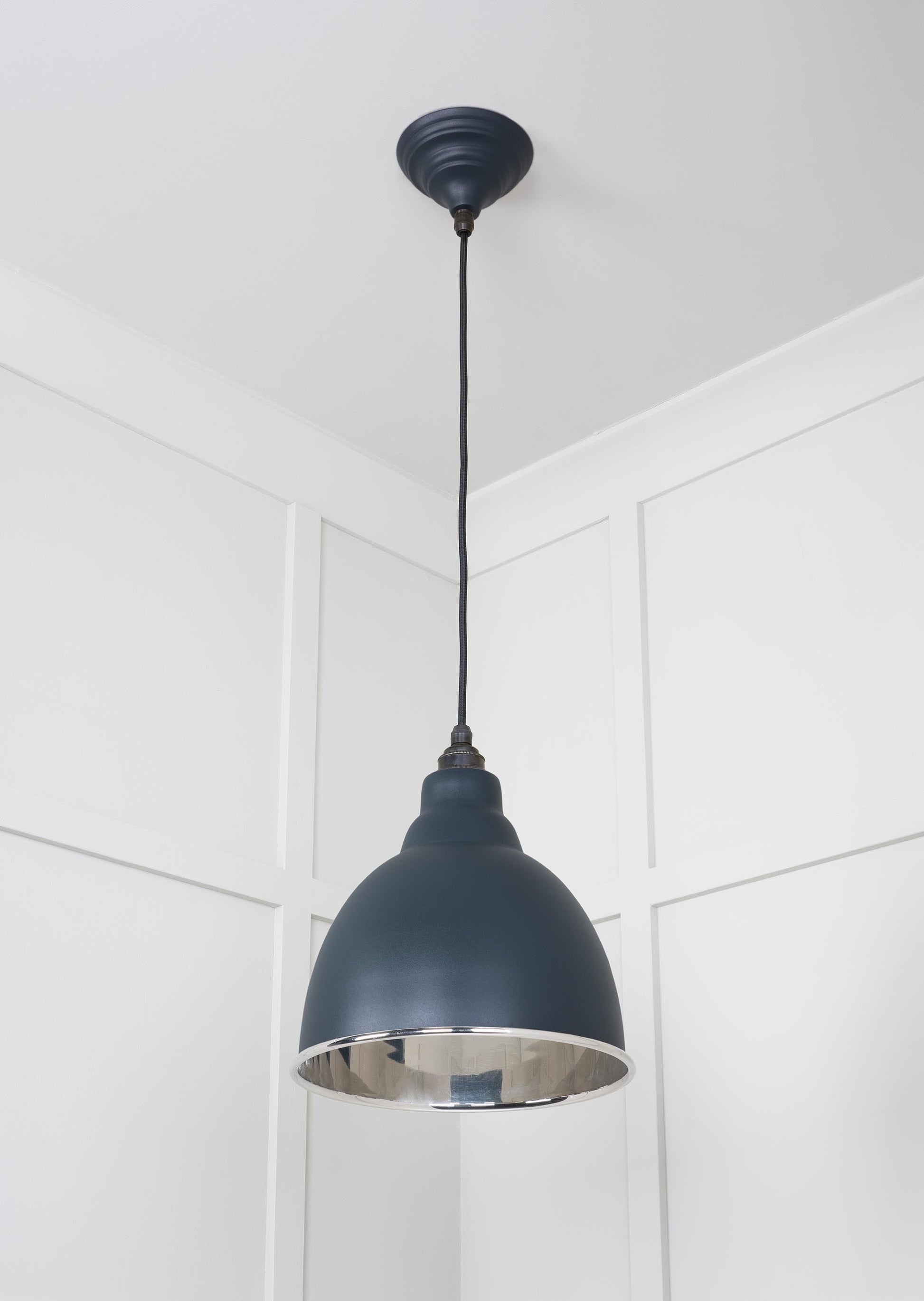 Smooth Nickel Brindley Pendant Light  Soot, Underside.