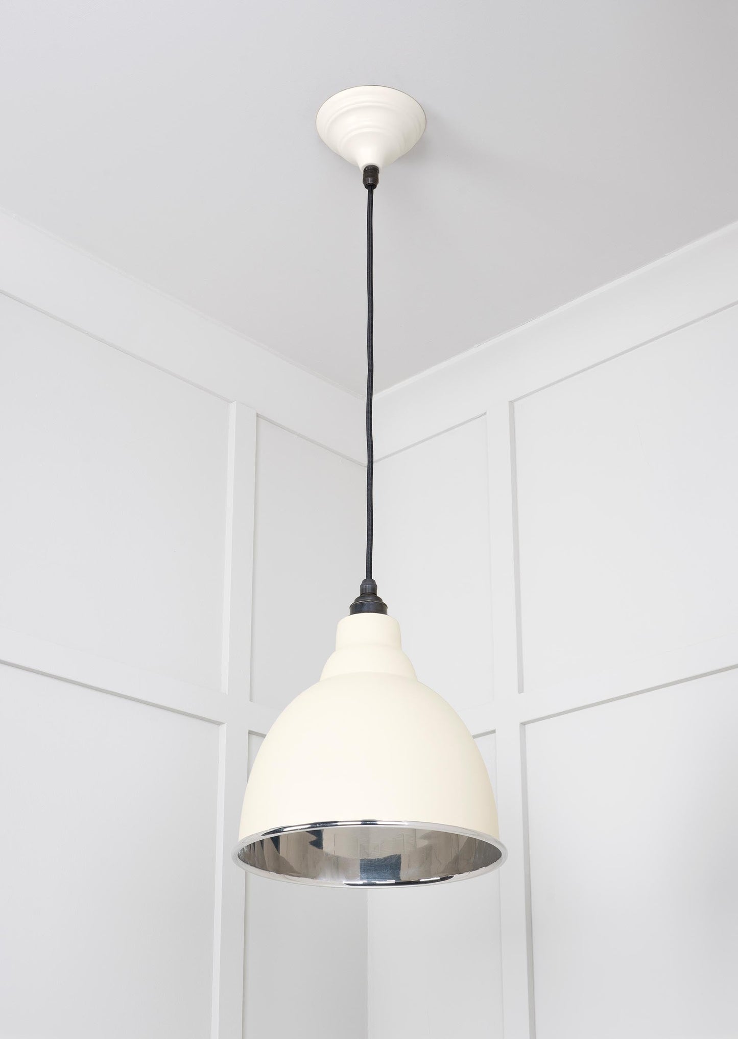 Smooth Nickel Brindley Pendant Light  Teasel, Underside.