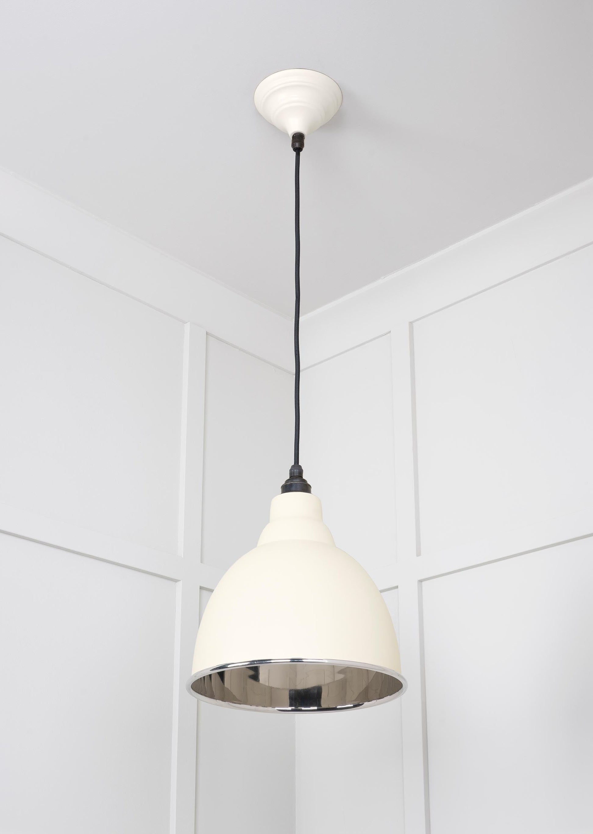 Smooth Nickel Brindley Pendant Light  Teasel, Underside.