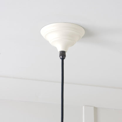 Smooth Nickel Brindley Pendant Light  Teasel, close up view of fitting and cable.