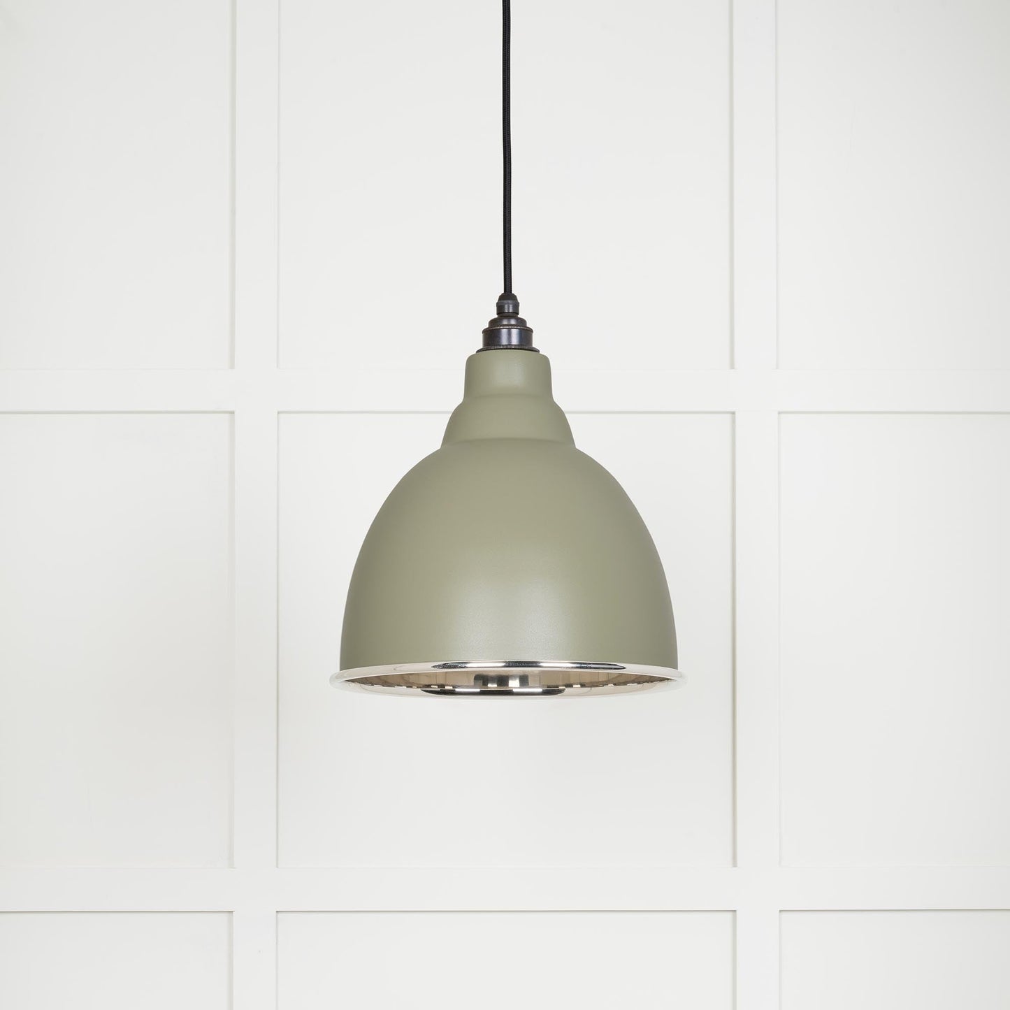 Smooth Nickel Brindley Pendant Light  Tump, Front Side.