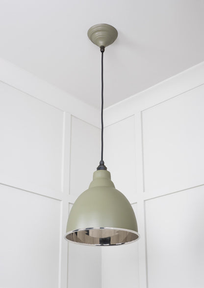 Smooth Nickel Brindley Pendant Light  Tump, Underside.