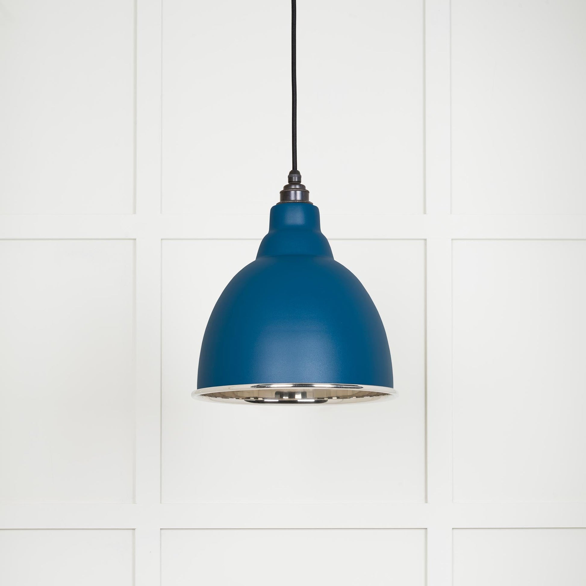 Smooth Nickel Brindley Pendant Light  Upstream, Front Side.