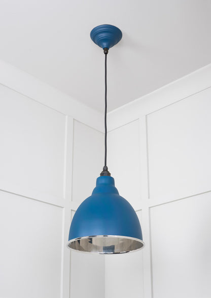 Smooth Nickel Brindley Pendant Light  Upstream, Underside.