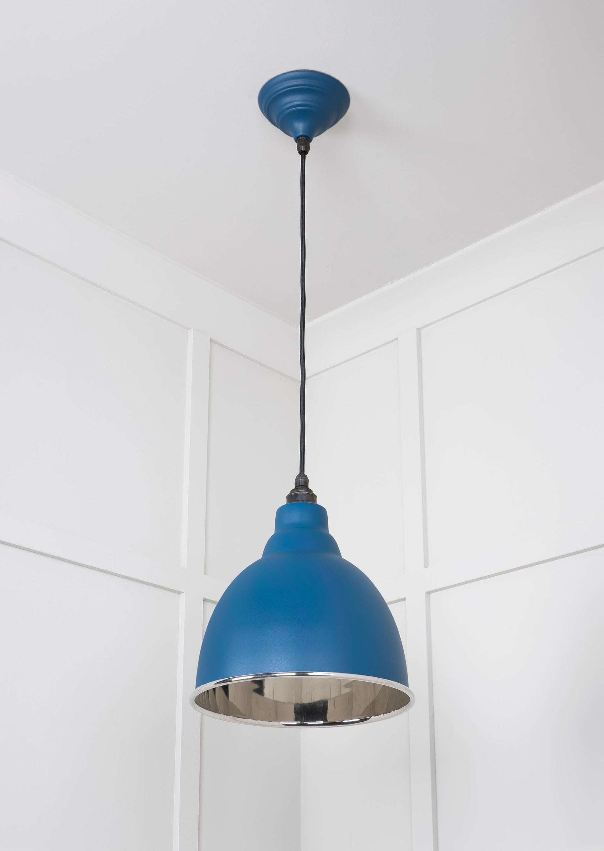 Smooth Nickel Brindley Pendant Light  Upstream, Underside.