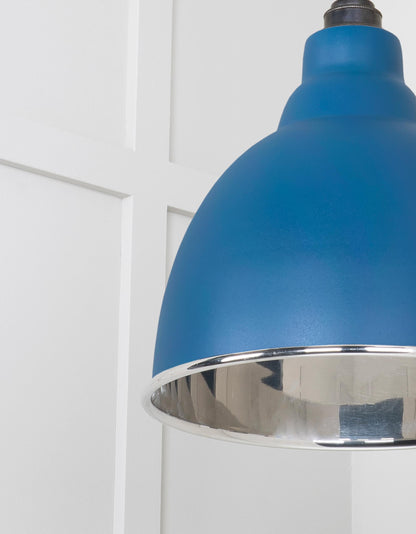 Smooth Nickel Brindley Pendant Light  Upstream, Detailed close up view of pendant.