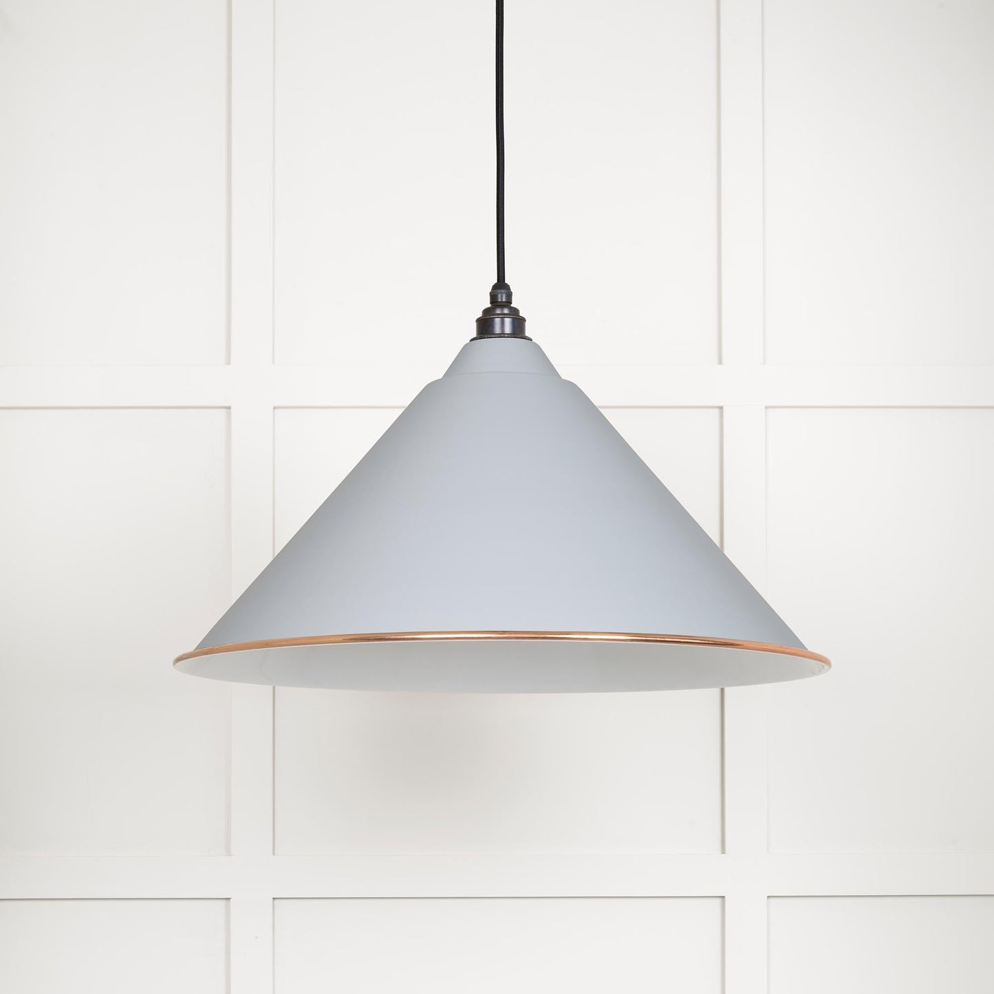 White Gloss Hockley Pendant Light Birch, Front Side.