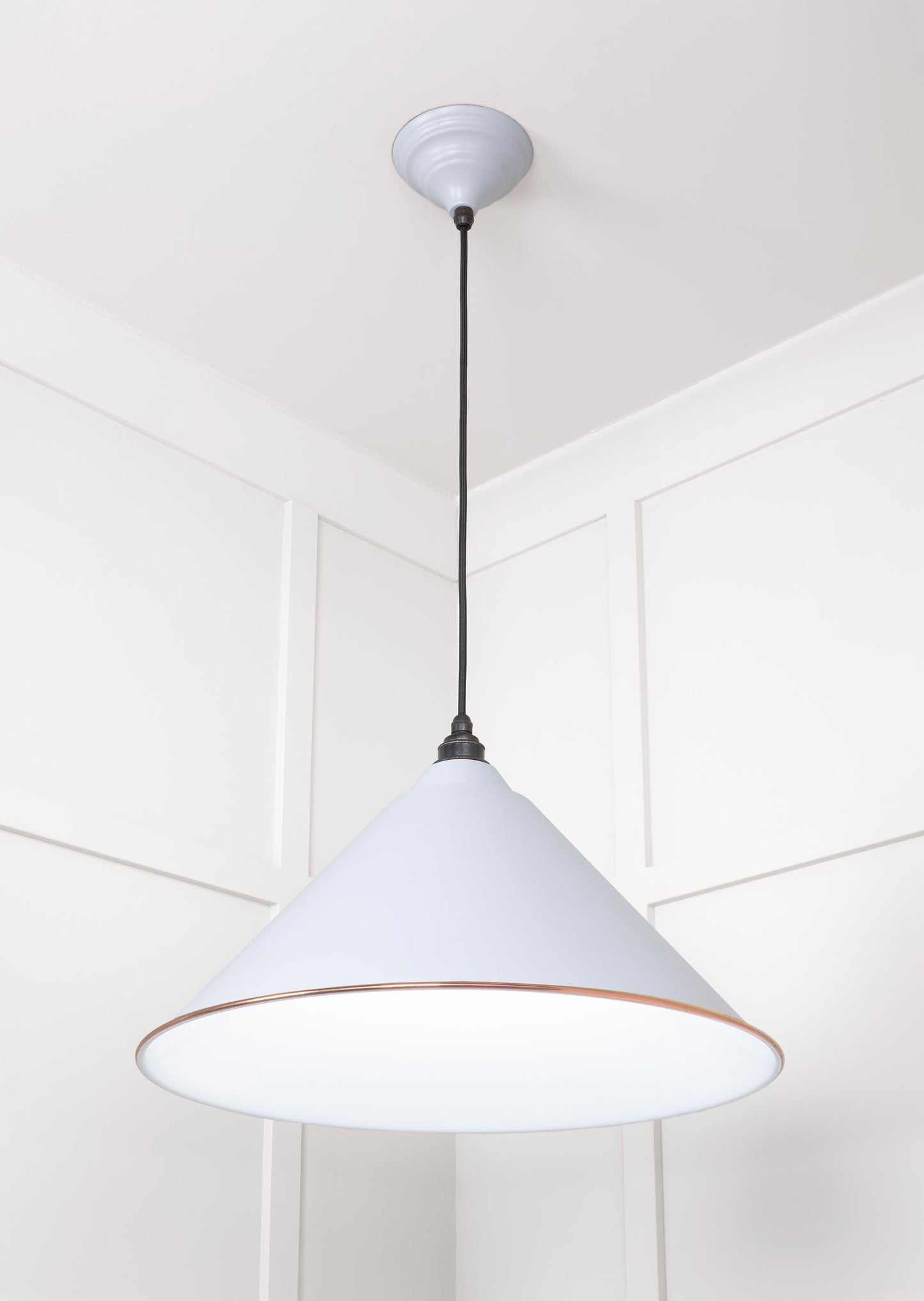 White Gloss Hockley Pendant Light Birch, Underside.