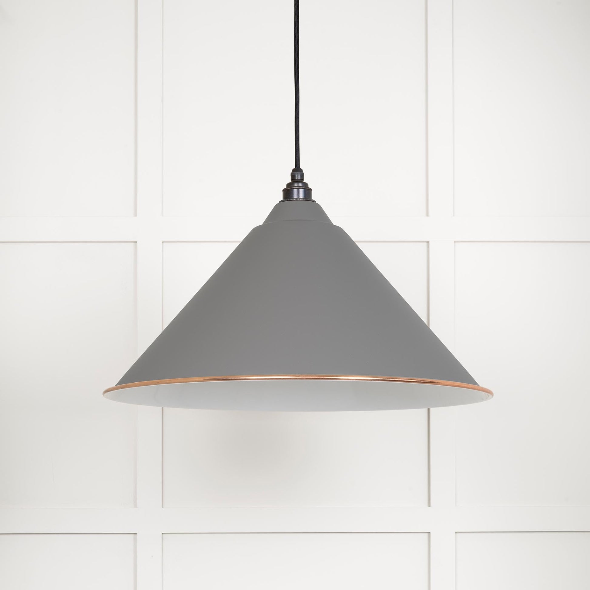 White Gloss Hockley Pendant Light Bluff, Front Side.