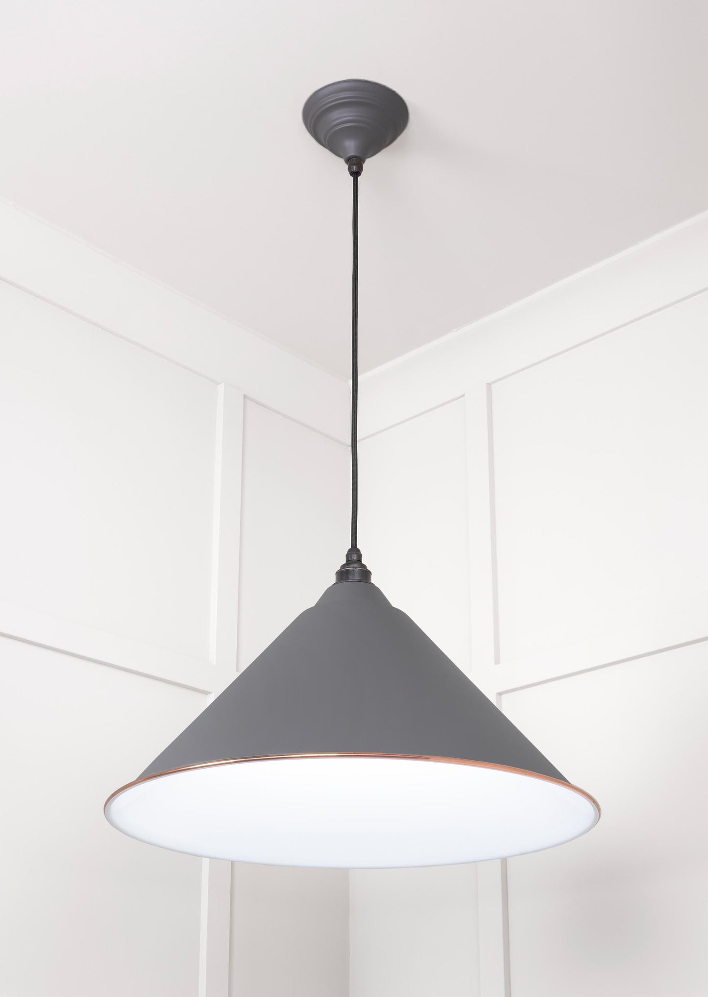 White Gloss Hockley Pendant Light Bluff, Underside.