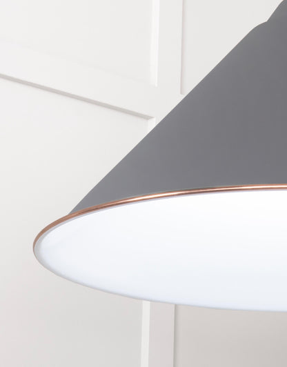 White Gloss Hockley Pendant Light Bluff, Detailed close up view of pendant.