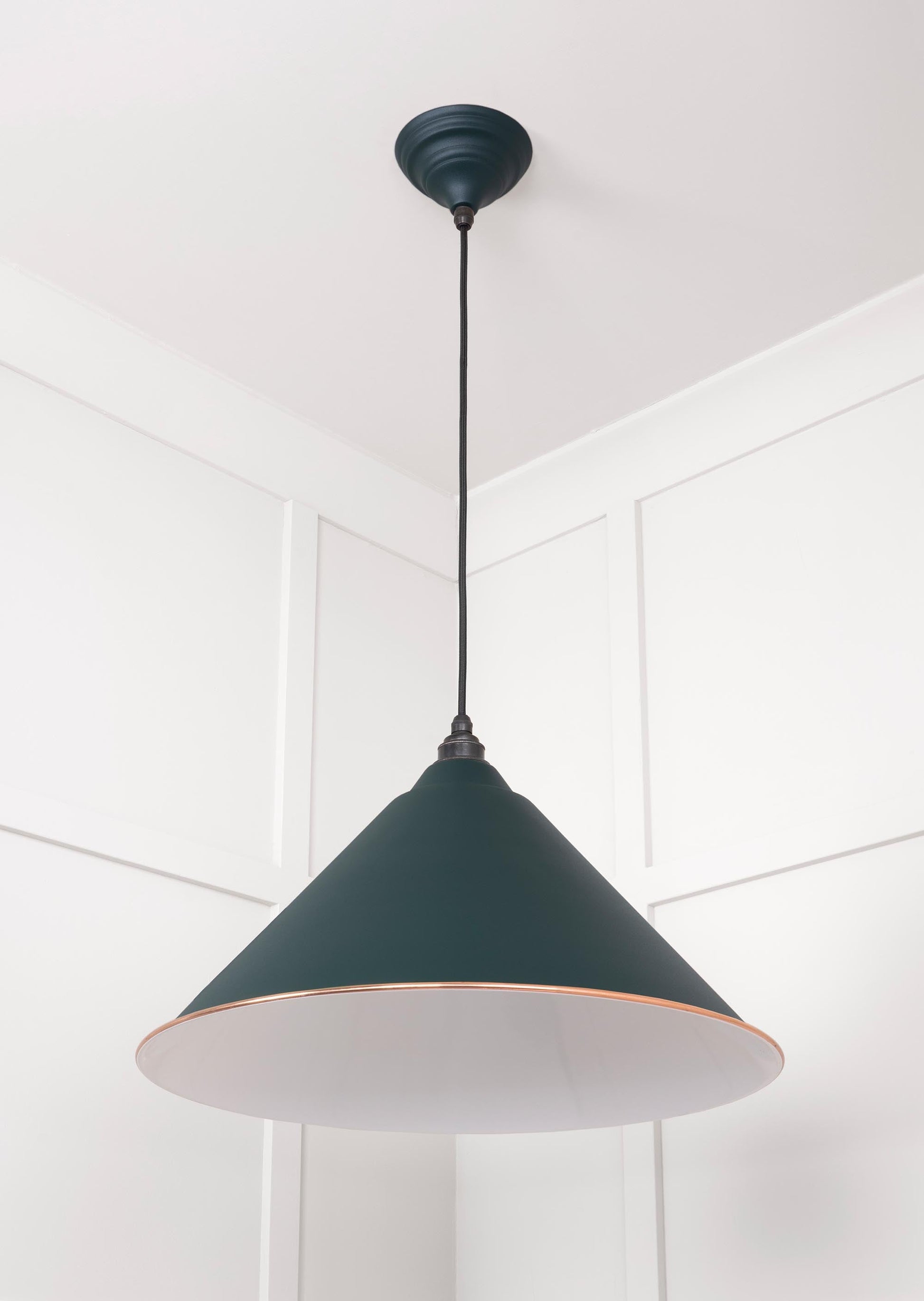 White Gloss Hockley Pendant Light Dingle, Underside.