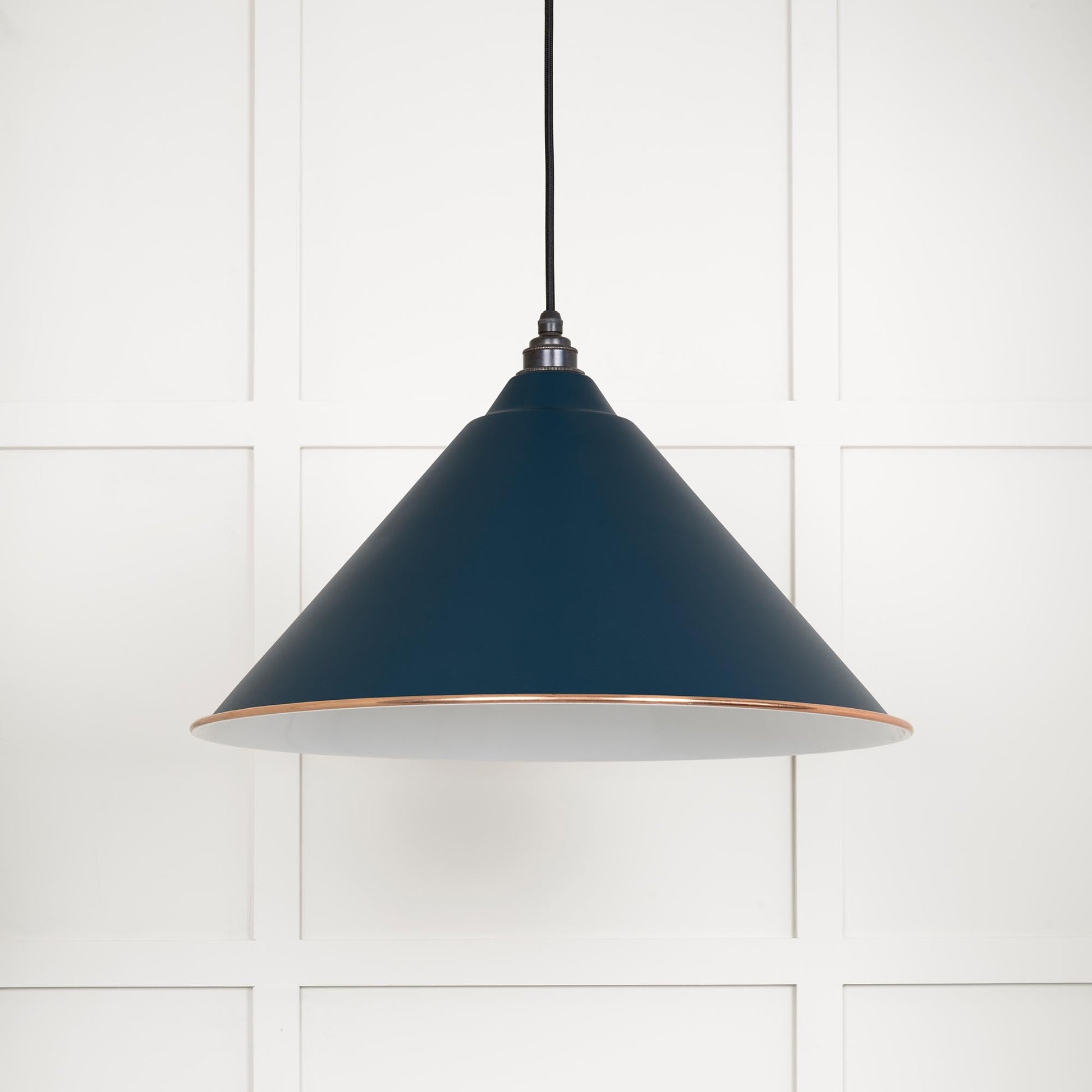 White Gloss Hockley Pendant Light Dusk, Front Side.