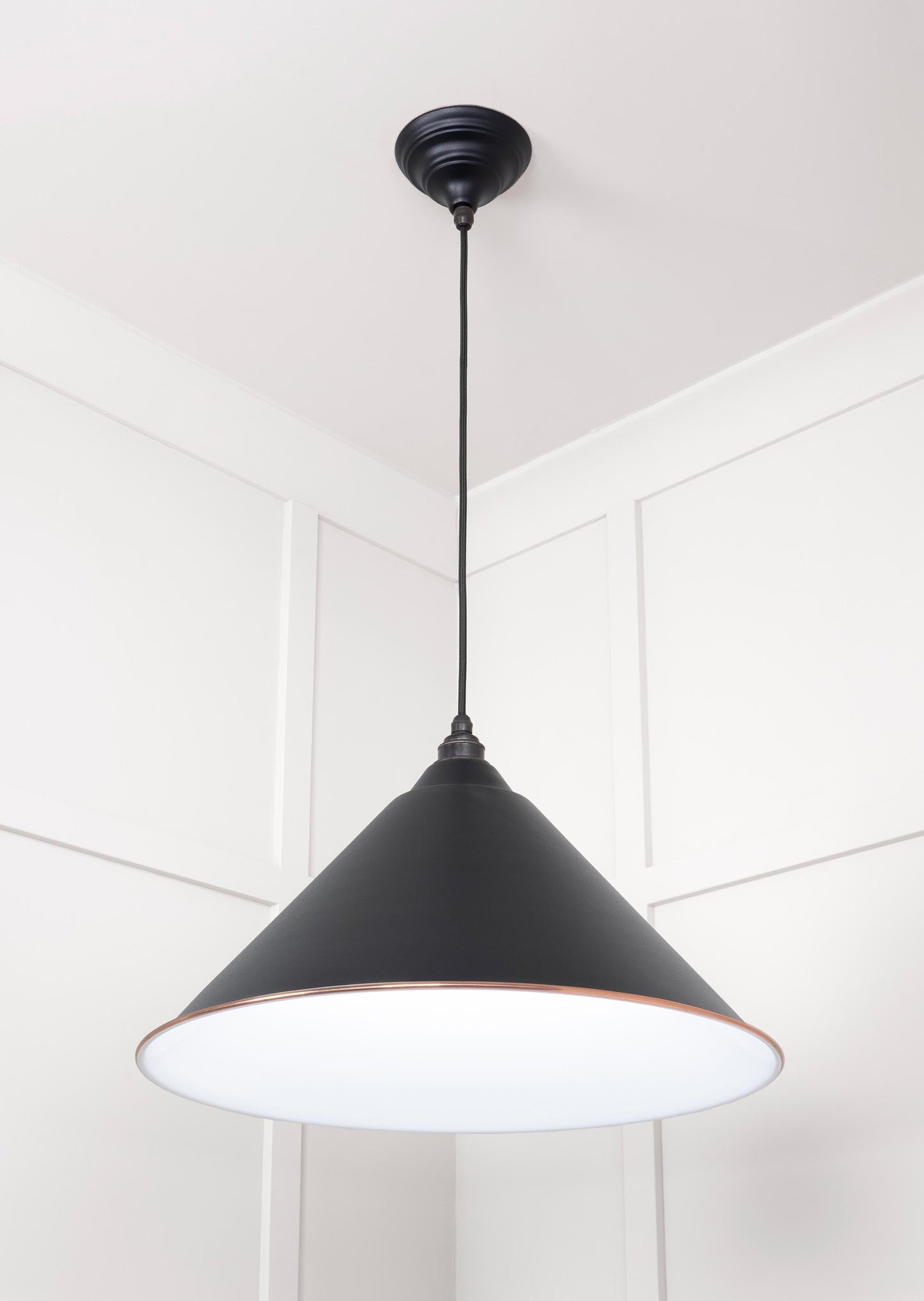 White Gloss Hockley Pendant Light Elan Black, Underside.