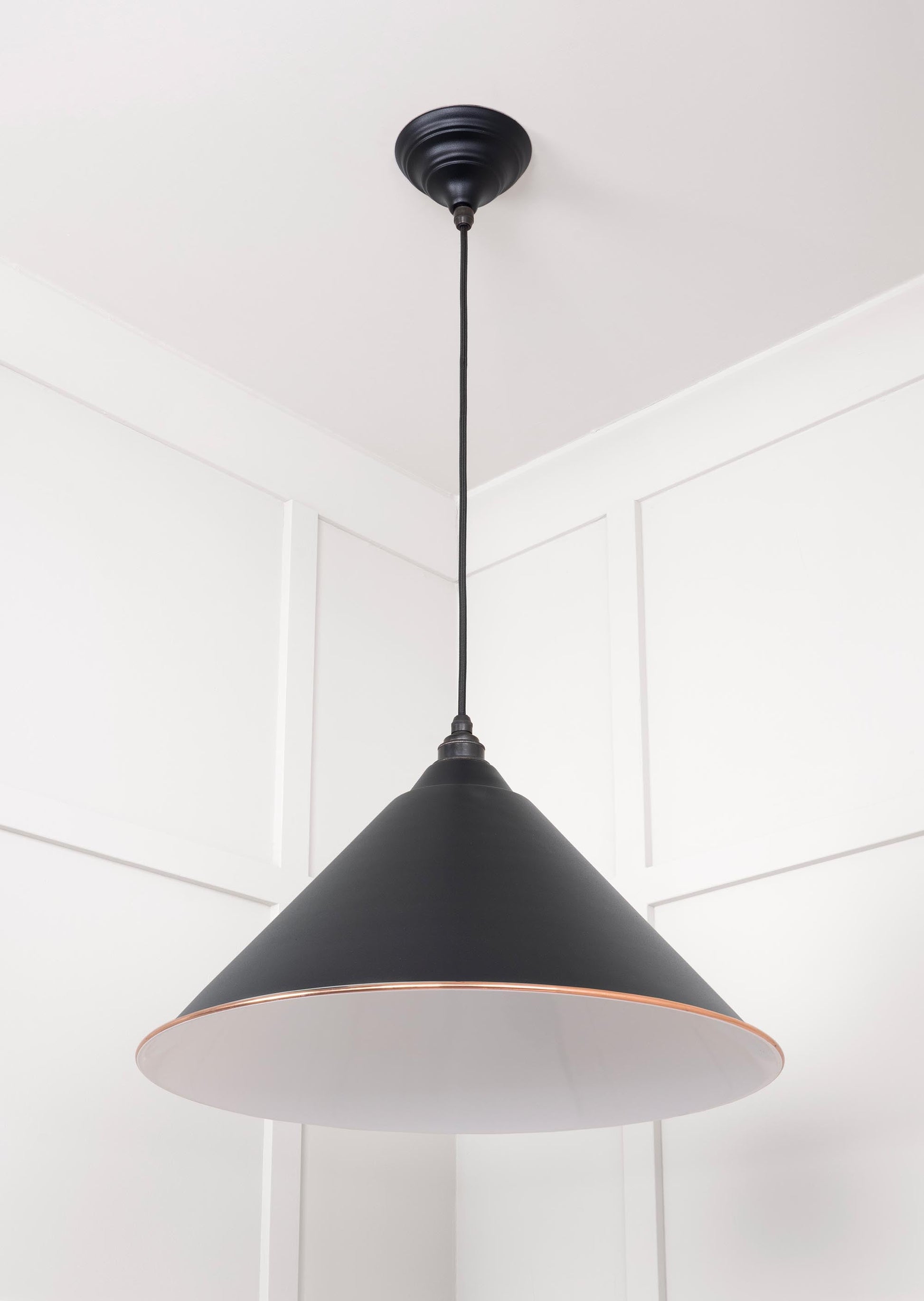 White Gloss Hockley Pendant Light Elan Black, Underside.