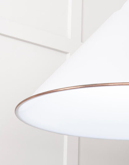 White Gloss Hockley Pendant Light Flock, Detailed close up view of pendant.