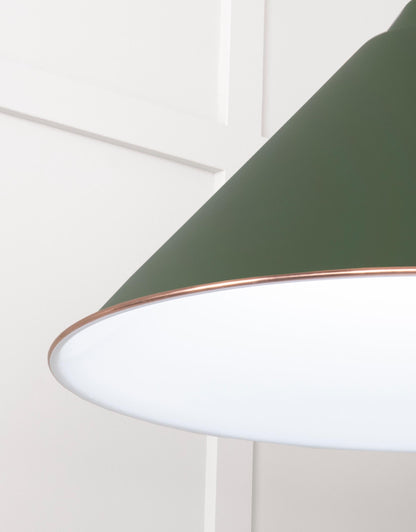 White Gloss Hockley Pendant Light Heath, Detailed close up view of pendant.