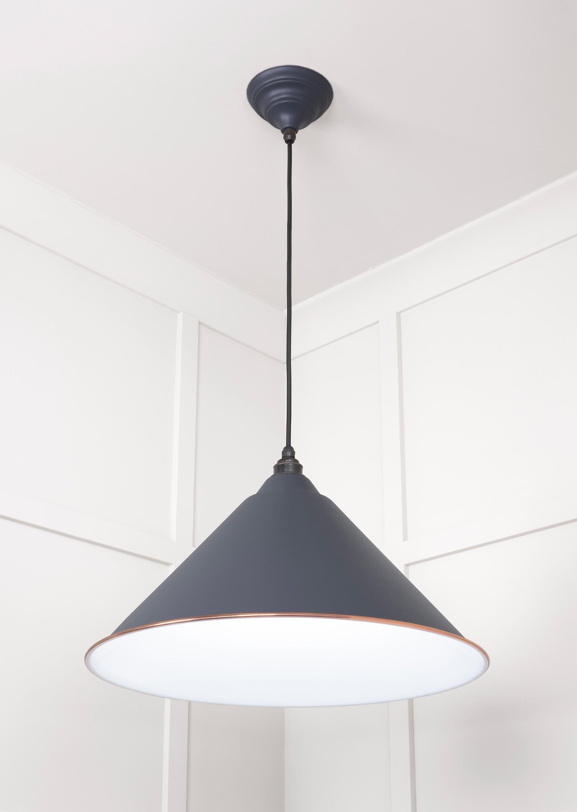 White Gloss Hockley Pendant Light Slate, Underside.