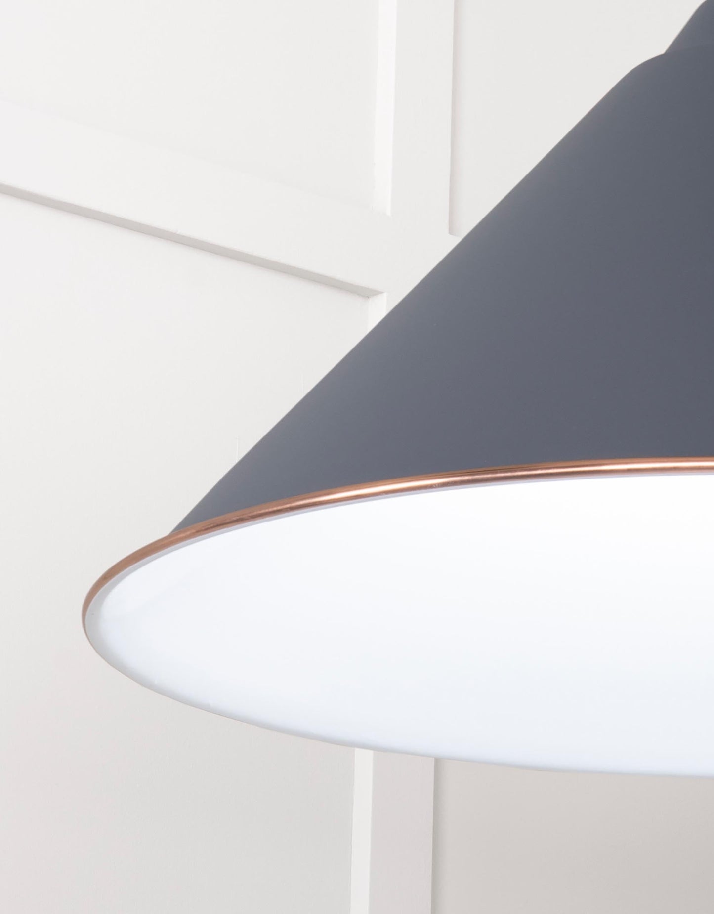 White Gloss Hockley Pendant Light Slate, Detailed close up view of pendant.