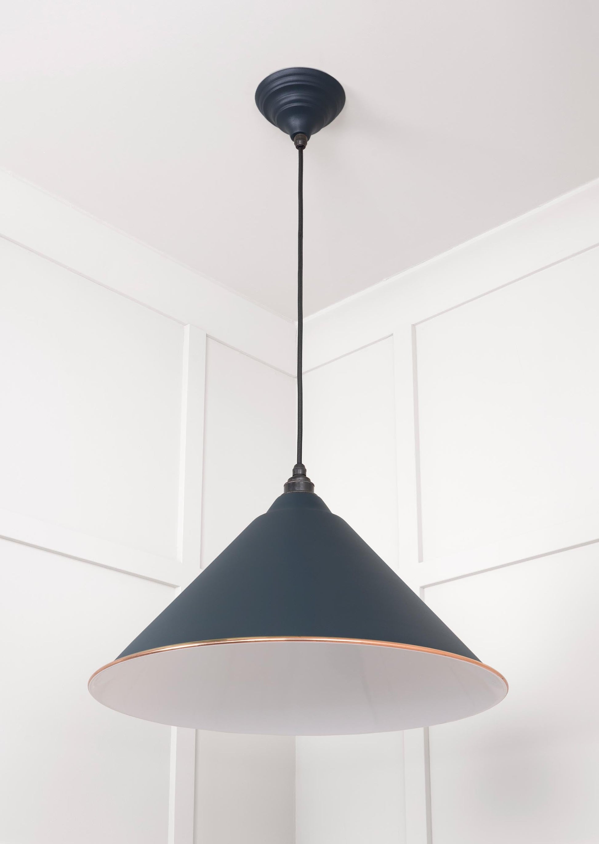 White Gloss Hockley Pendant Light Soot, Underside.