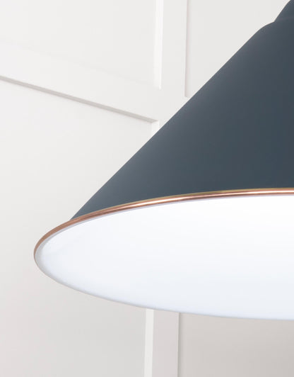 White Gloss Hockley Pendant Light Soot, Detailed close up view of pendant.