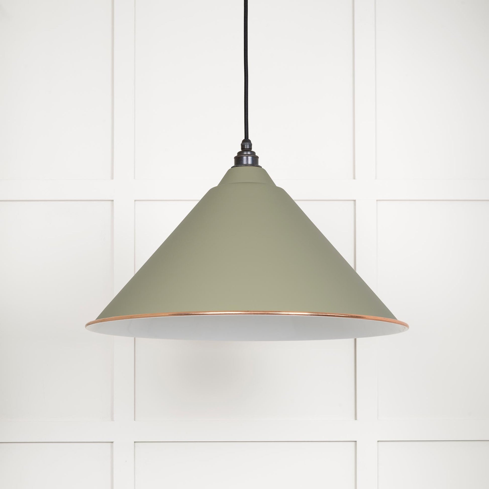 White Gloss Hockley Pendant Light Tump, Front Side.