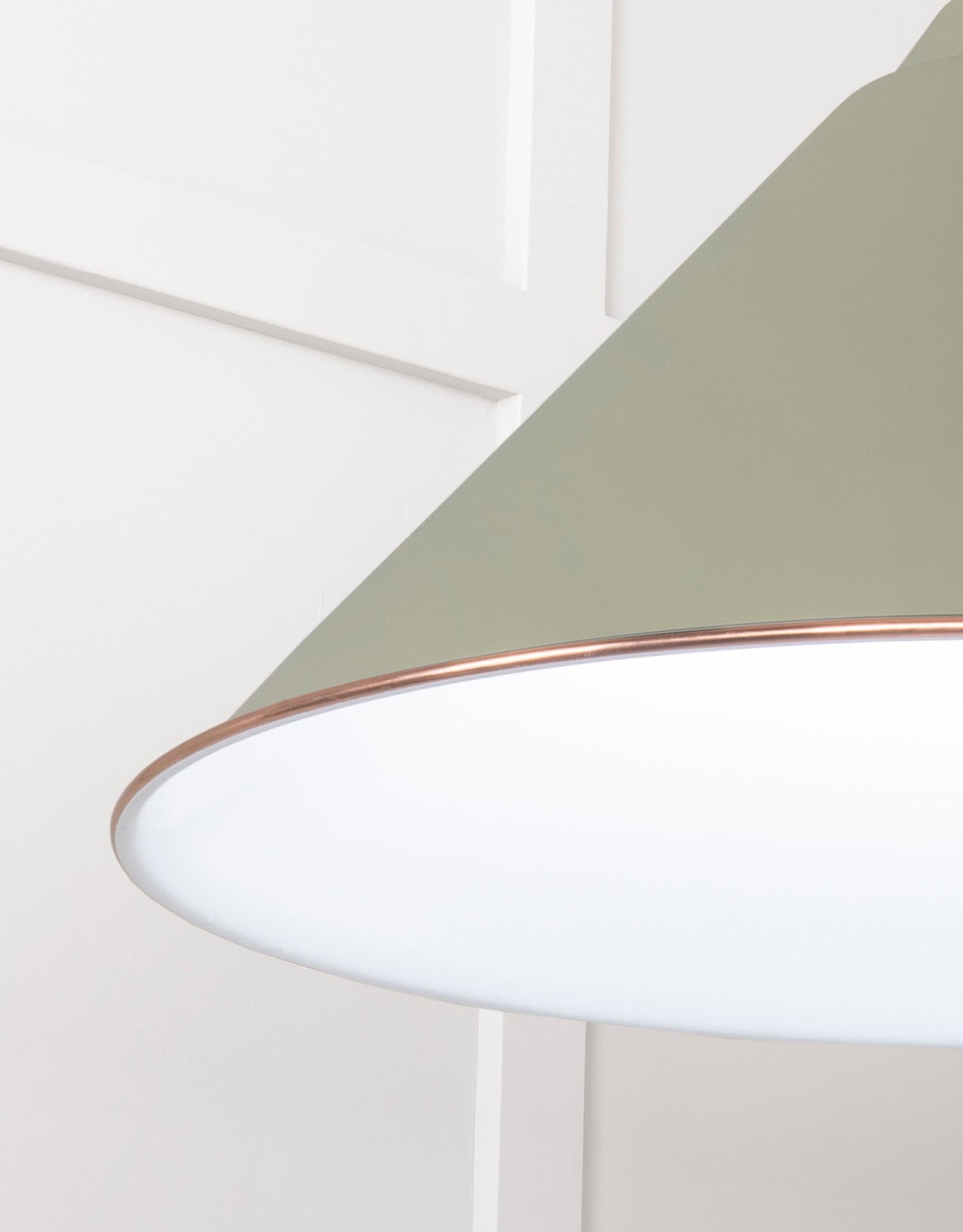 White Gloss Hockley Pendant Light Tump, Detailed close up view of pendant.