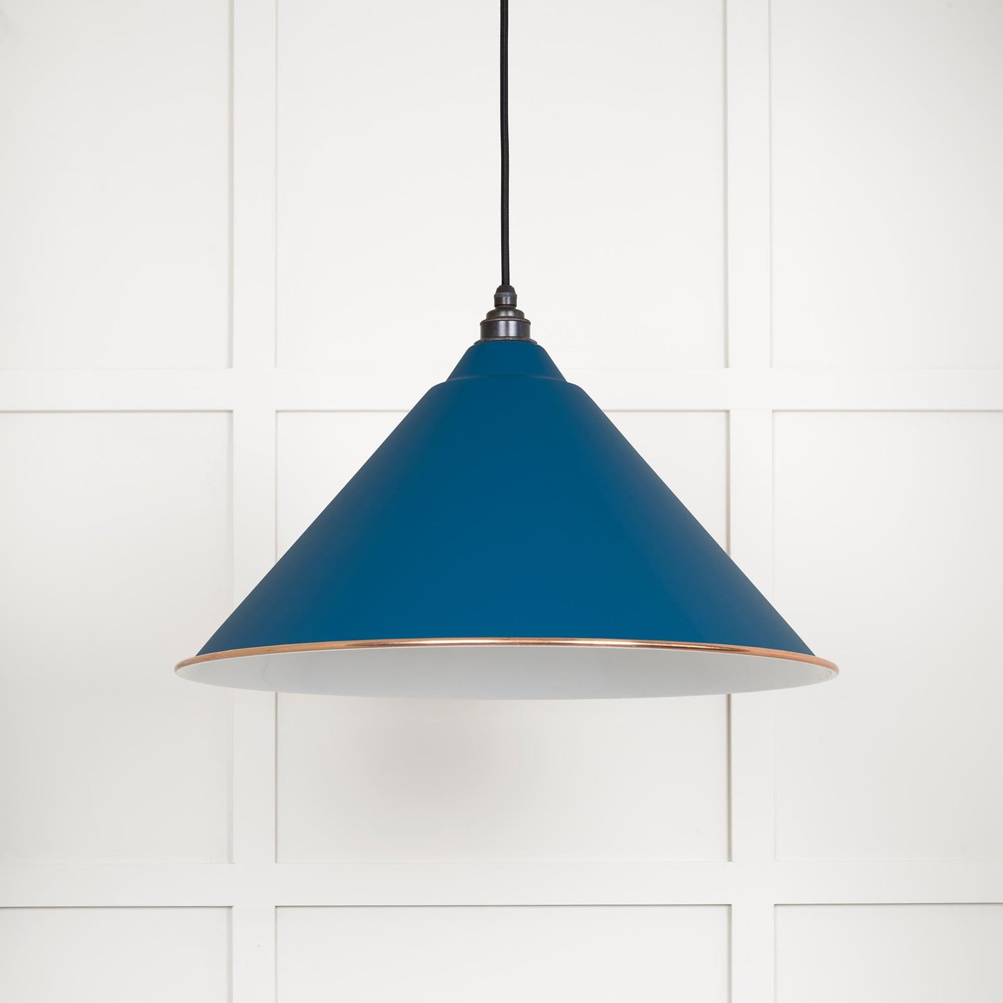 White Gloss Hockley Pendant Light Upstream, Front Side.