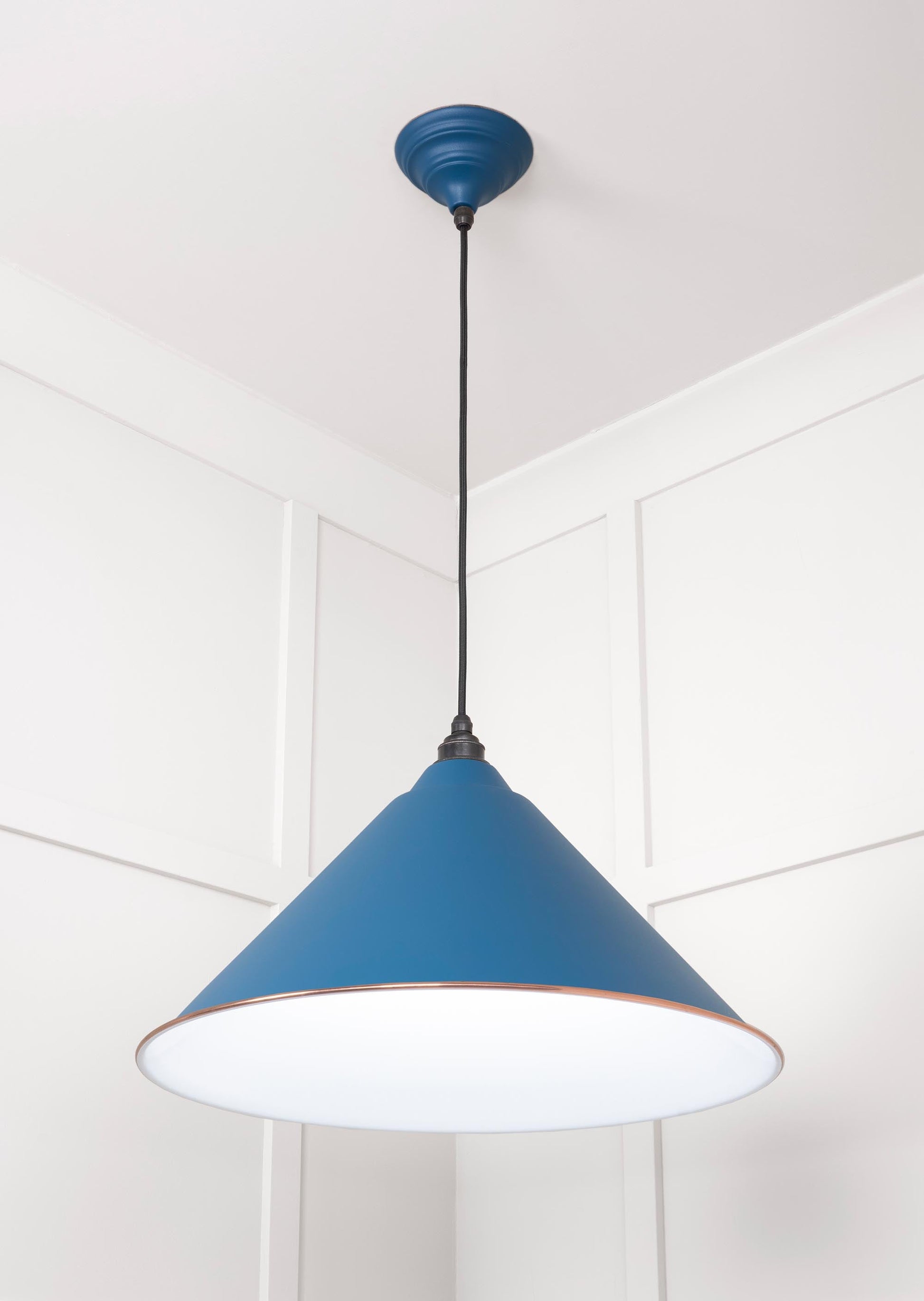 White Gloss Hockley Pendant Light Upstream, Underside.