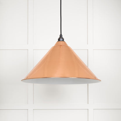 White Gloss Hockley Pendant Light Copper , Front Side.