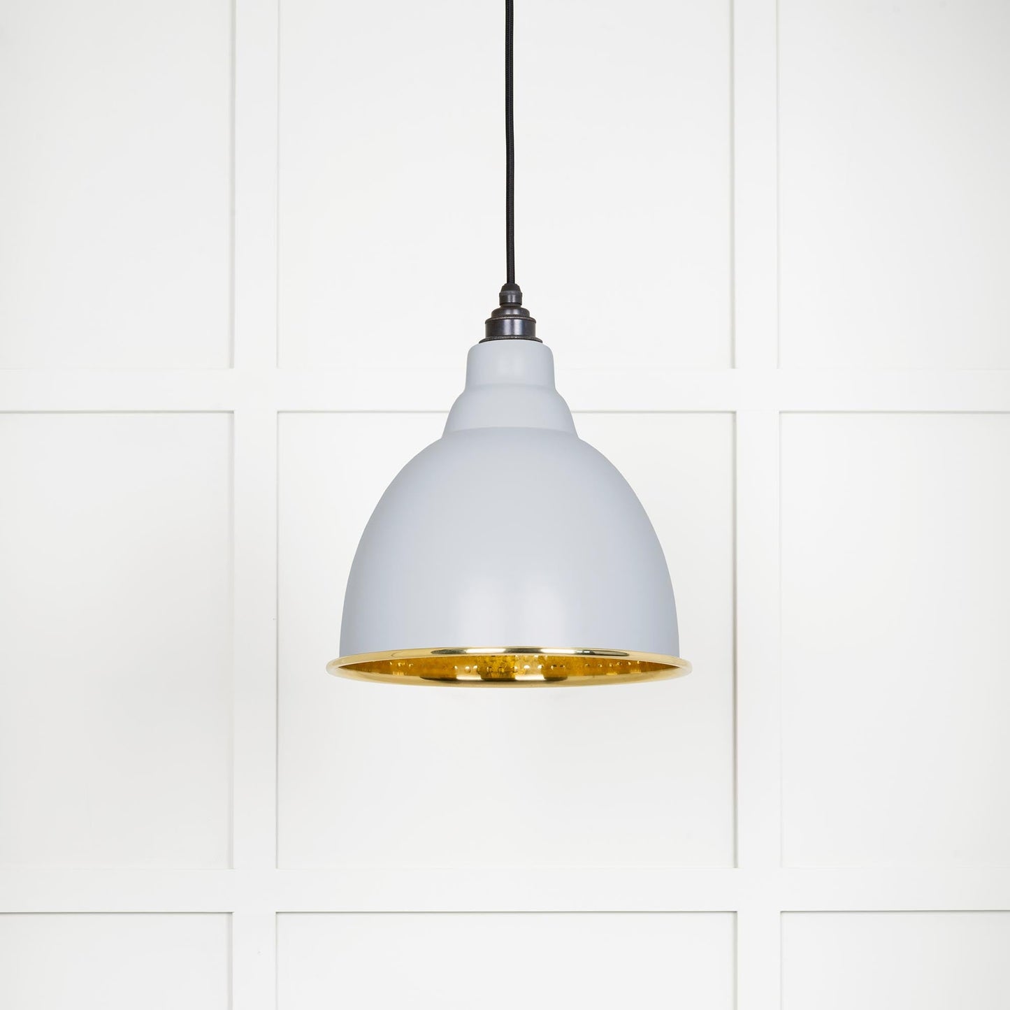 Hammered Brass Brindley Pendant Light Birch, Front Side.