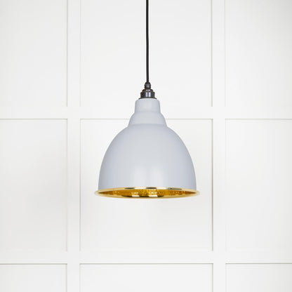 Hammered Brass Brindley Pendant Light Birch, Front Side.