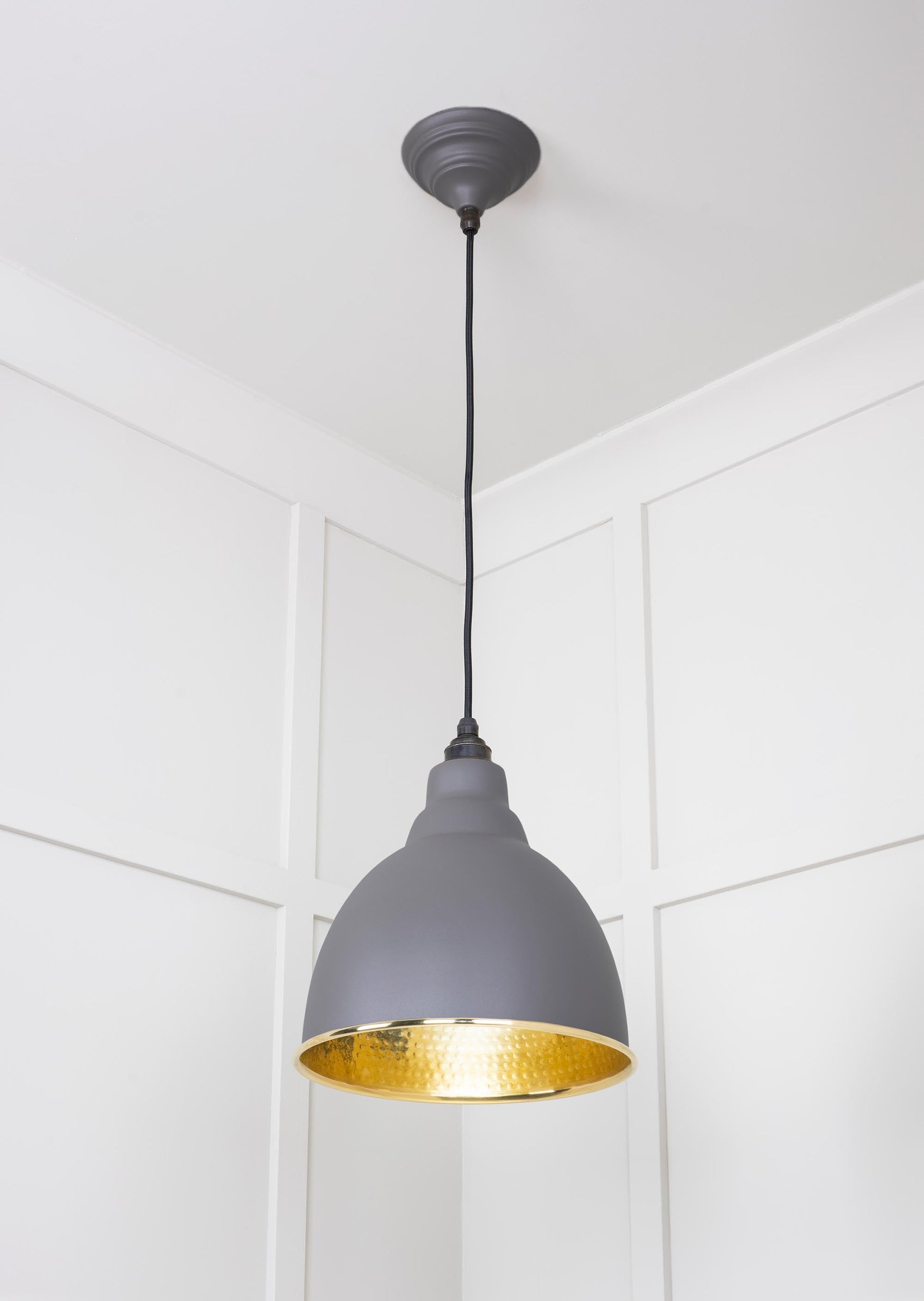 Hammered Brass Brindley Pendant Light Bluff, Underside.