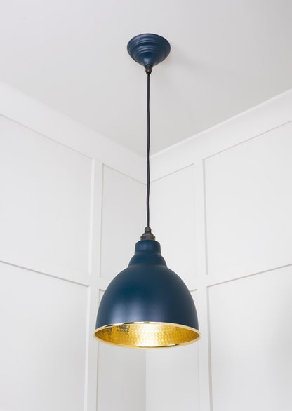 Hammered Brass Brindley Pendant Light Dusk, Underside.