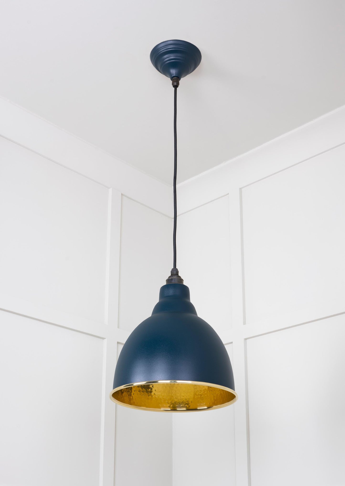 Hammered Brass Brindley Pendant Light Dusk, Underside.