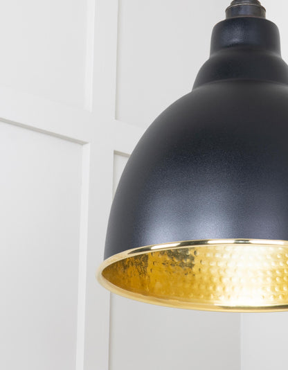 Hammered Brass Brindley Pendant Light Elan Black, Detailed close up view of pendant.