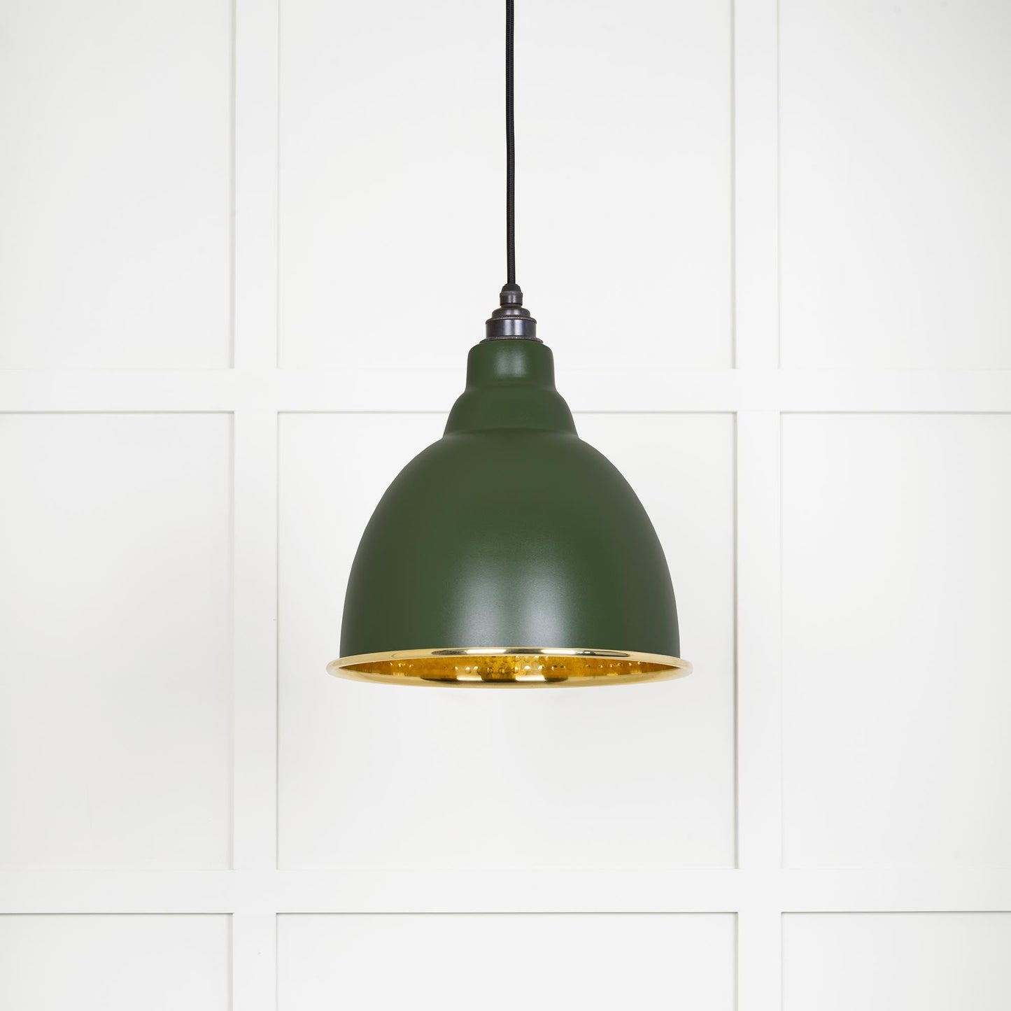 Hammered Brass Brindley Pendant Light Heath, Front Side.