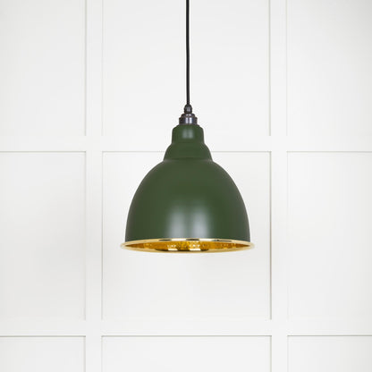 Hammered Brass Brindley Pendant Light Heath, Front Side.